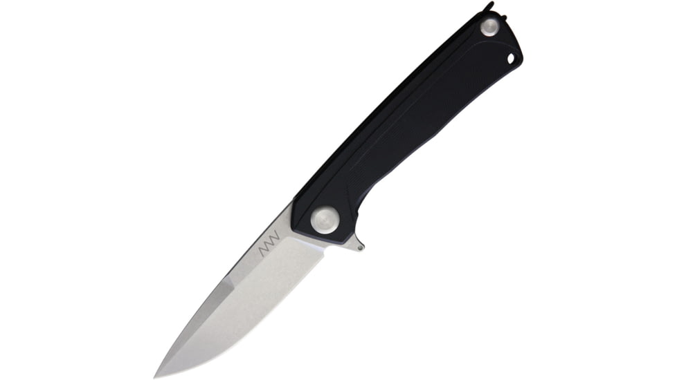 Acta Non Verba Knives Z100 Framelock Folding Knife, 3.5 stonewash finish Bohler N690 stainless blade, Black G10 handle with black titanium back handle, ANVZ100-009