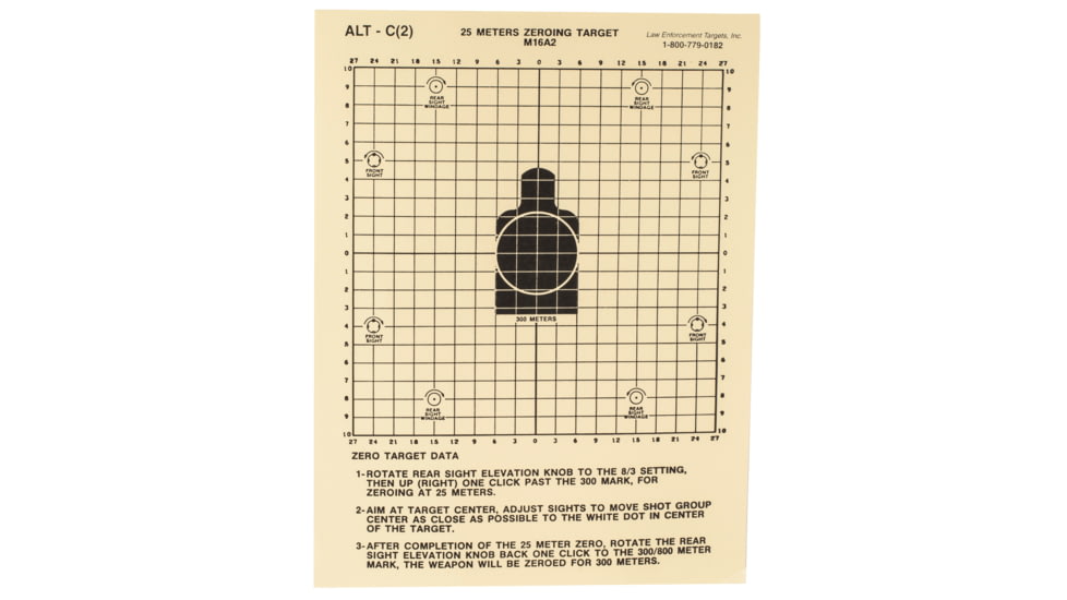 Action Target 25 Meter M16A2 Zeroing Target, Heavy Tagboard Paper, 100 Per Box