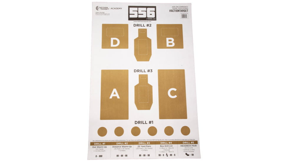 Action Target 556 Training Lab Target, Brown and White, 100 Per Box