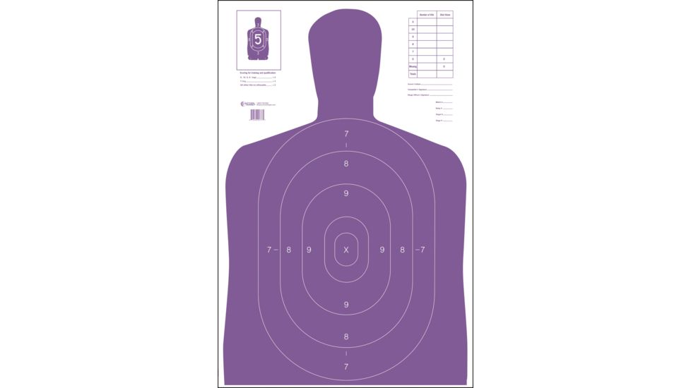 Action Target B-27E Economy Silhouette Target 100 Per Case, Purple, 23in x 35in B-27E-PR-100