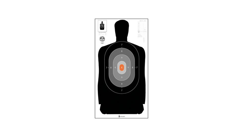 Action Target B-27NCJA Dark-to-Light Silhouette Target 100 Per Case, Black/Gray/Orange, 24in x 45in, B-27NCJA-100