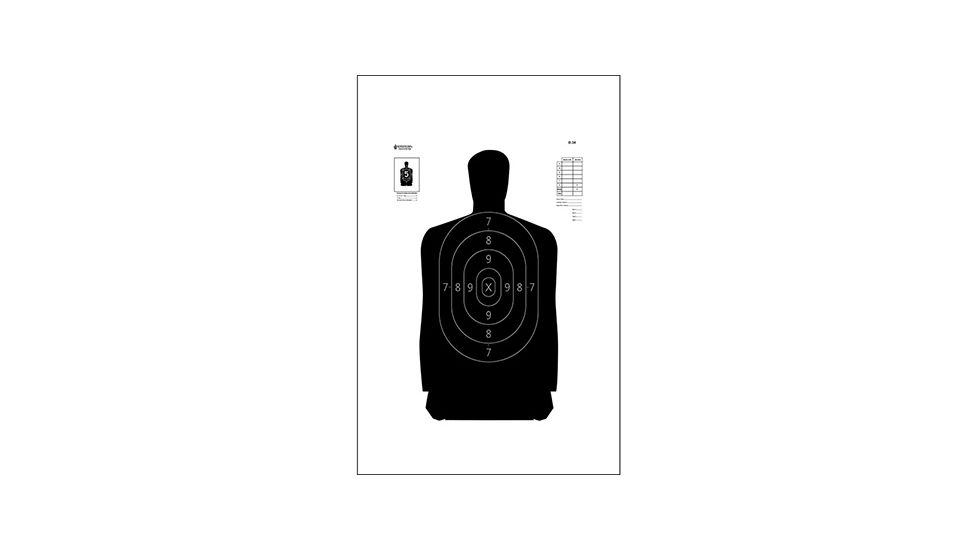 Action Target B-34 25 Yard Reduction Of B-27 Police Silhouette 100 Per Case, Black, 17.5in x 23in, B-34-100