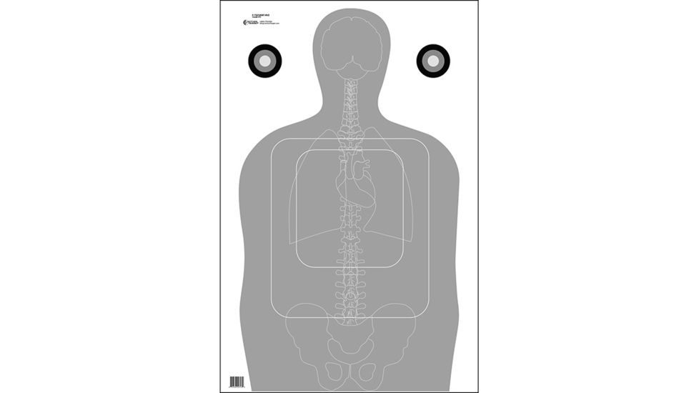Action Target F-TQ15ANT-A Vital Anatomy/TQ-15 Scoring Target 100 Per Case, Gray, 23in x 35in, F-TQ15ANT-AV2-100