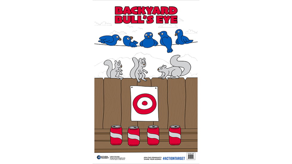 Action Target GS-BKYARD-100 Action Back Yard Bull's-Eye Hanging Paper 23 X