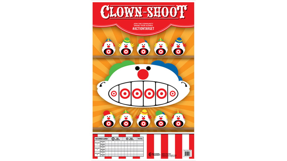 Action Target GS-CARCLWN-100 Action Clown-Shoot Hanging Paper 23 X 35 Clow