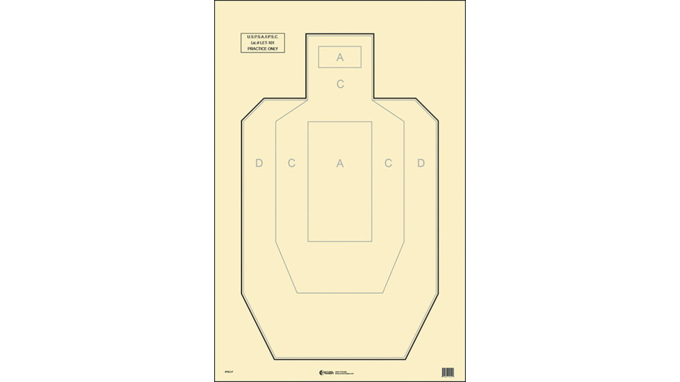Action Target IPSC Paper Practice Target, Pack of 100, Tan, IPSC-P
