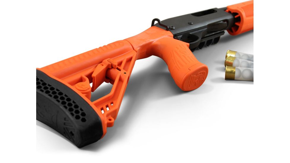 Adaptive Tactical Ex Stock &amp; Forend - Mossberg 500/590/88, 12G - Less Lethal Orange, AT-02006-LE