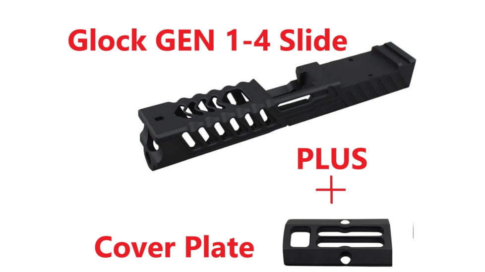 ADE Advanced Optics Glock 26 Gen 1-4 9mm Stripped MKII Bullnose RMR Cut Pistol Slide, Black, GEN4-G26-SLIDE-MKII-BLK