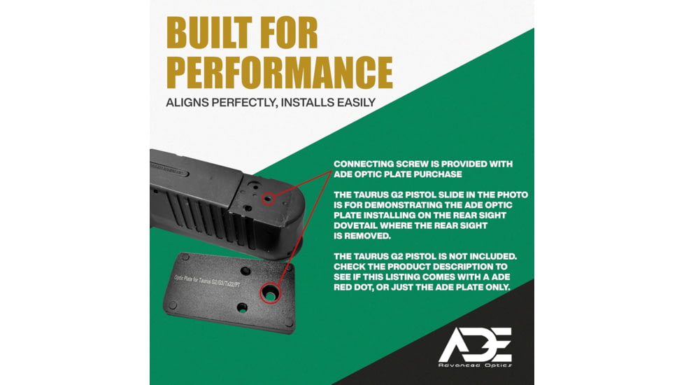 ADE Advanced Optics Delta RD3-012 Motion-Activated 1x Reflex Red Dot Sight w/ Taurus Optic Mount Plate