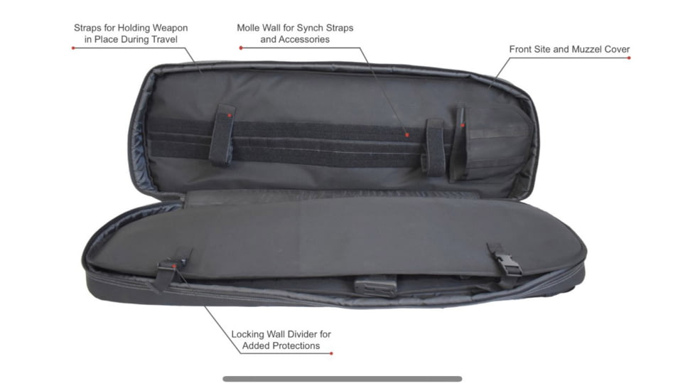 Advance Warrior Solutions Frame 36in Rifle Case w/ Backpack Strap, 600D Poly PVC, Black/Grey, FR36RBP-BL/GR