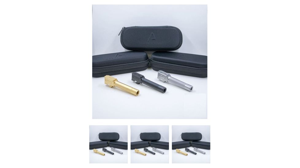 Agency Arms Glock 19 Premier Line Match Grade Drop-In Threaded/Fluted Barrel, Black, DLC, Gold, Stainless Steel