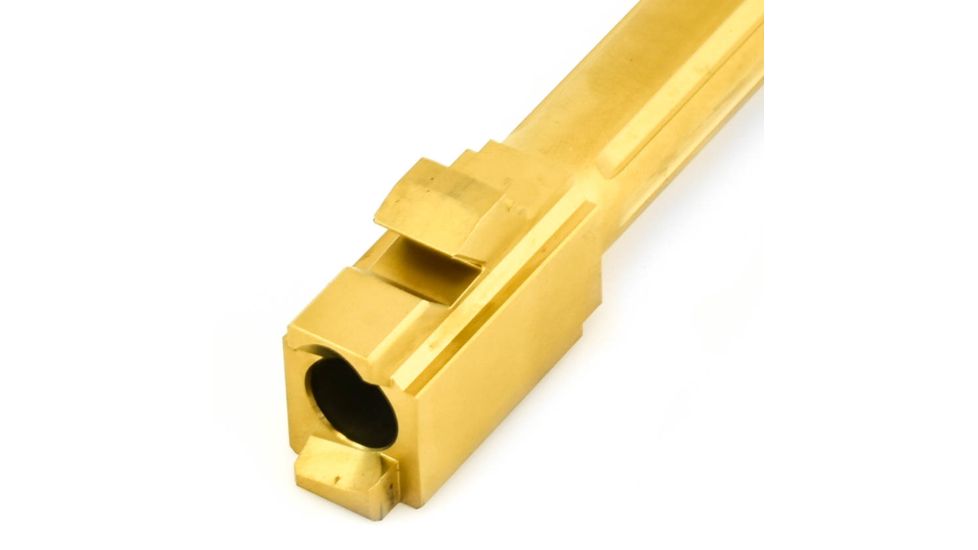 Agency Arms Mid Line Match Grade Drop-In Barrel, Threaded/Fluted, Glock 19 Gen5, Gold, Titanium Nitride, MLG19G5T/FTiN