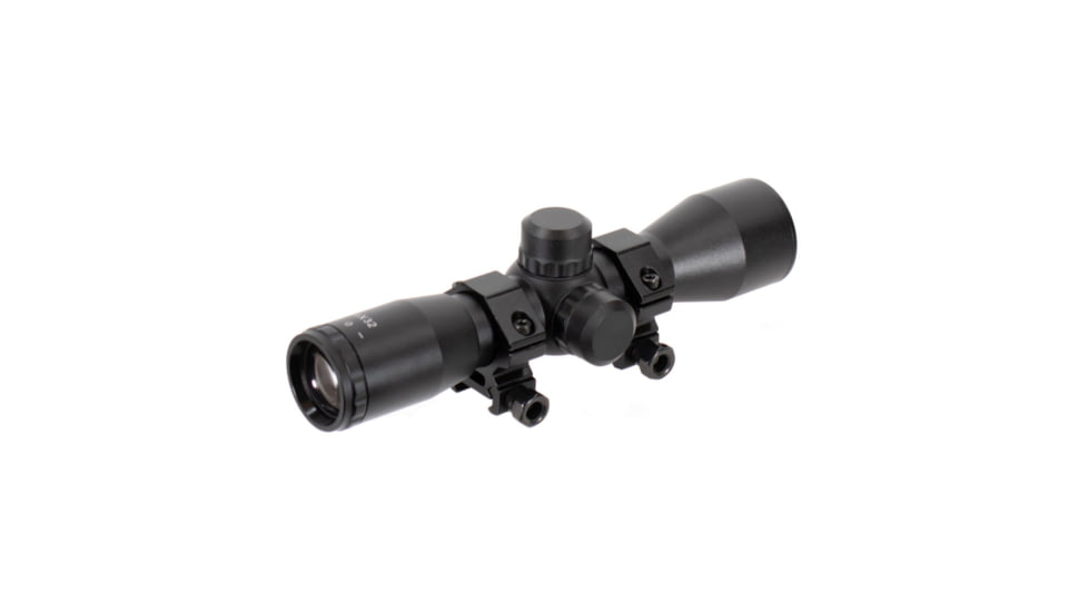 AIM Sports Inc 4X32mm Compact Rifle Scope w/ Rings, Mil-Dot Reticle