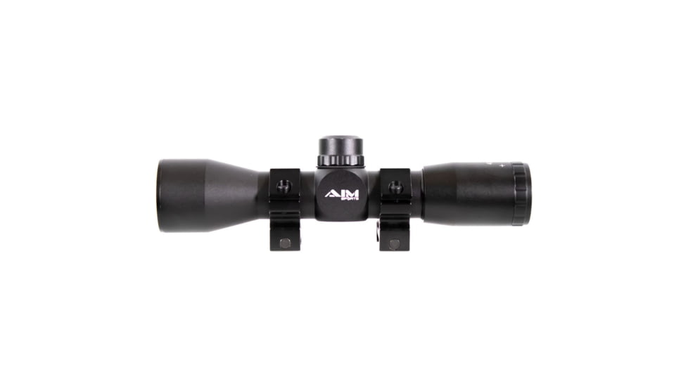 AIM Sports Inc 4X32mm Compact Rifle Scope w/ Rings, Mil-Dot Reticle
