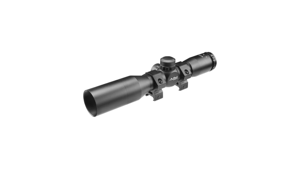 AIM Sports Inc 4X32mm Compact Rifle Scope w/ Rings, Mil-Dot Reticle