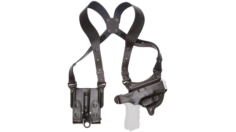 Aker Leather 107 FlatSider XR7 Shoulder Holster, Right, Smith &amp; Wesson M&amp;P 40 Compact, Plain, Black, H107BPR-MP40C