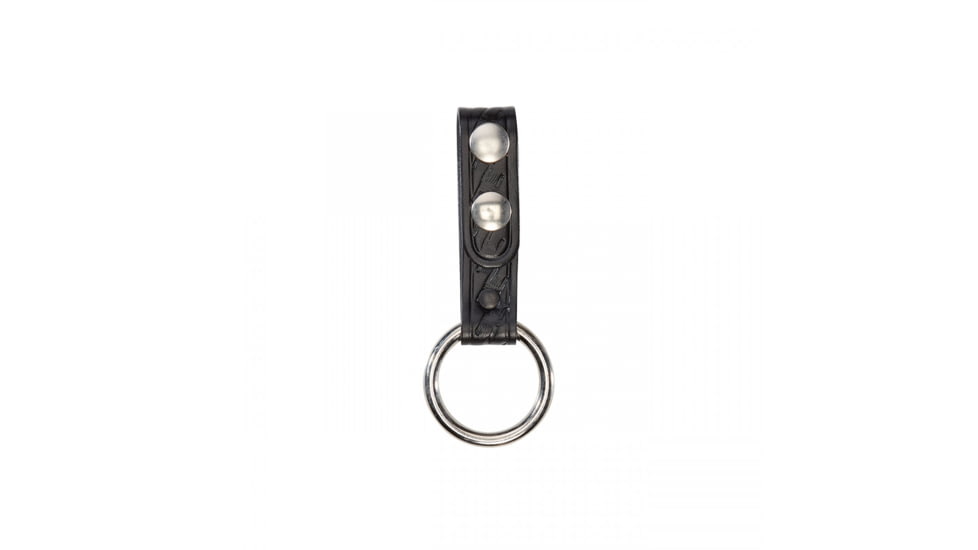 Aker Leather Baton Ring Strap, Snap on, Black/Brown/Chrome, A550-BW-CH