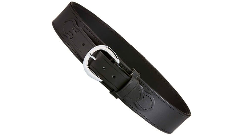 Aker Leather Model B06 2.25inch Leather Lined River Belts, 48 in, Chrome Buckle, Plain, Black, B06-BP-48-CH