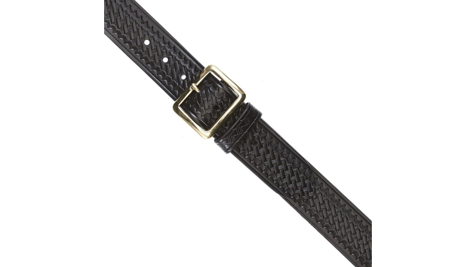 Aker Leather Model B07 1.75inch Garrison Belts, 36 in, Chrome Buckle, Basketweave, Black, B07-BW-36-CH