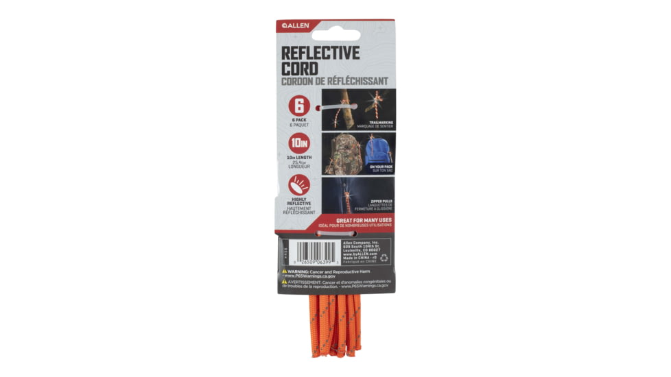 Allen 10 inch Highly Reflective Flagging Cords, 10in, Orange, 6 Pack, 456