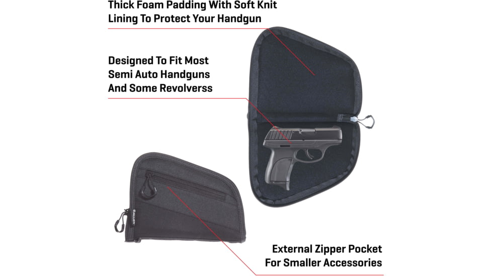 Allen Auto-Fit 2.0 Compact Handgun Case, Black, 8.25 in x 6.25 in, 7753