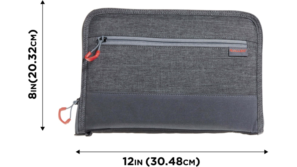 Allen Auto-Fit 2.0 Deluxe Handgun Case, Heather Gray/Red, 12 in x 8 in, 7757