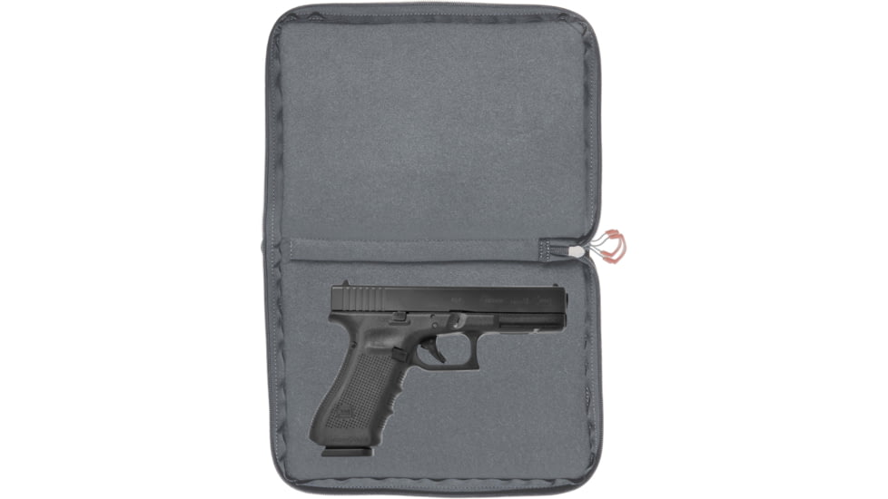 Allen Auto-Fit 2.0 Deluxe Handgun Case, Heather Gray/Red, 12 in x 8 in, 7757