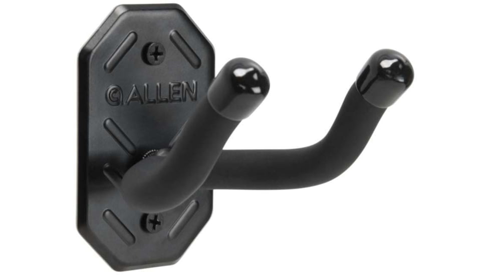 Allen Defender Double Hooks w/Metal Mounting Plate, Black, Steel, 7in, 2 Pack, 5646