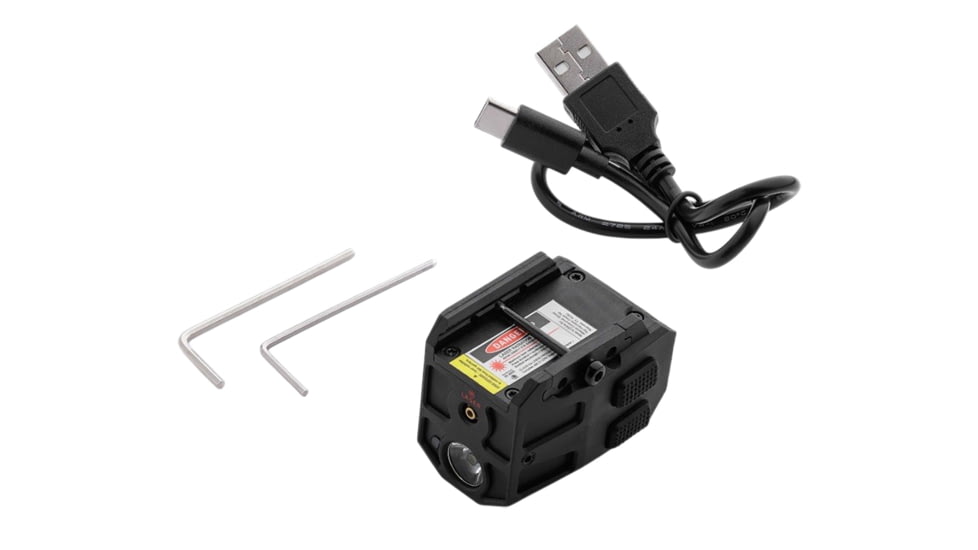 iPROTEC Mycro Rail Mount Light with Green Laser 300 Lumens LED Weapon Light, USB-C Rechargeable, Universal, Black, IPRMLT0003