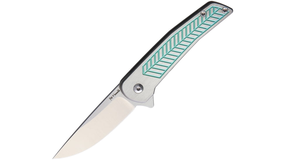 Alliance Designs Scout Framelock Folding Knife, 3.25in Closed, 2.25in Satin Rwl-34 Steel Blade, Satin And Green Finish Titanium Handle, Pocket Clip, Black Synthetic Zippered Storage Case, S1GR