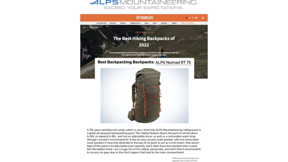 ALPS Mountaineering Nomad Pack, 65 - 85 L, Clay/Chili, 6624955