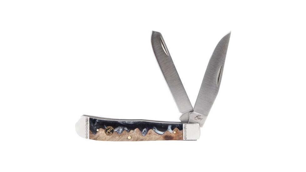 American Buffalo Knife Abkt Roper Lahar Series 2blade Trapper 3.25 Wood Resin Hndl