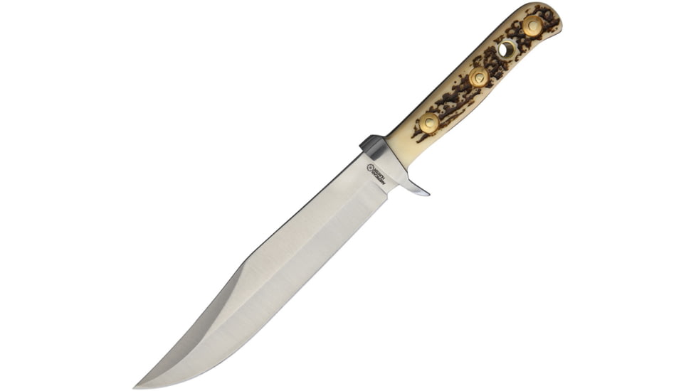 American Hunter Bowie Knife, 6.5 satin finish stainless clip point blade, Imitation stag handle, AH017 / PUMA