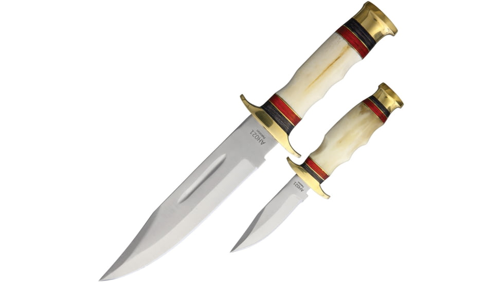 American Hunter Piggyback Set Knife, White finger grooved bone handle, # 13 / AH021
