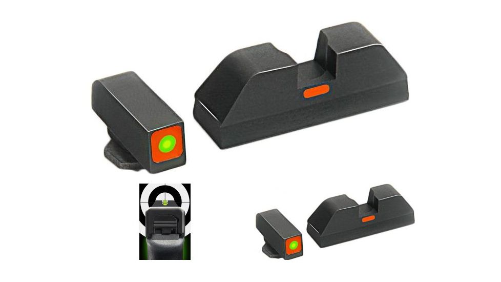 AmeriGlo Glock Tritium Night Sights, Lumi Line, Black, Green/Green, Orange/Orange Line