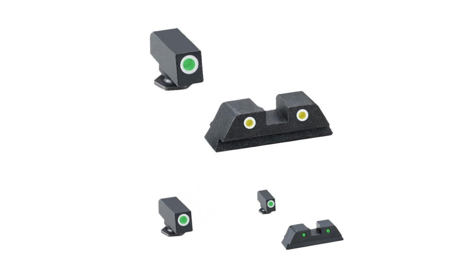 Ameriglo Night Sights, Black, Green, Green Front/Rear