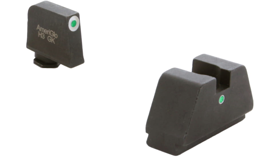 AmeriGlo Optic Compatible Sight Set for Glock 3XL Tall w/Green Tritium White Outline Front/ Single Green Tritium Dot Rear, i-Dot, GL-193