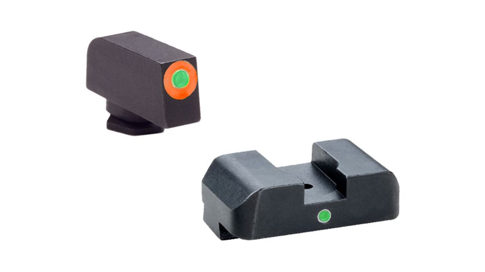 Ameriglo Pro I-dot Set For Glock 20, 21, 29, 30,31, 32, 36 Front Is ProGlo Green Tritium With Orange Outline Single Dot Green Rear Sight