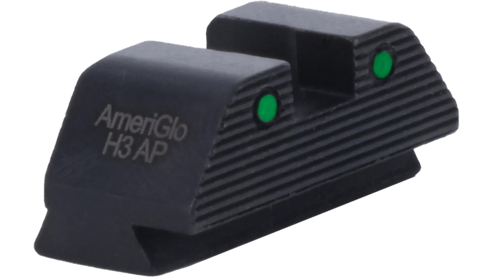 AmeriGlo Smith and Wesson Rear Sight, Green Tritium 2-Dot Black Outlines .335inH .165in Sq Notch, Smith &amp; Wesson, SW-2875R