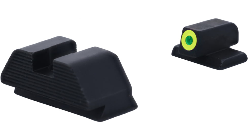 AmeriGlo Smith &amp; Wesson Optic Compatible Sight, Green Tritium LumiGreen Outline FRONT, Black Serrated REAR, Smith &amp; Wesson, SW-534