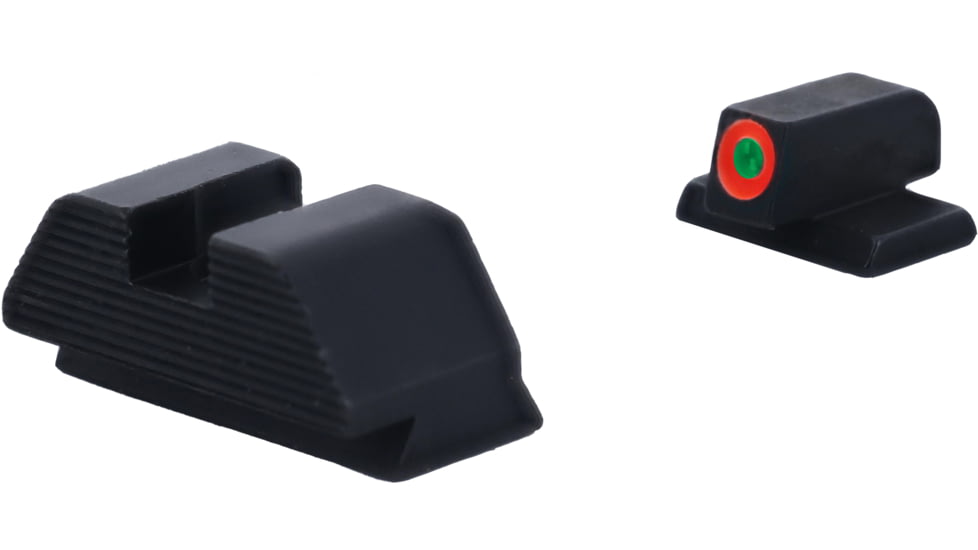 AmeriGlo Smith &amp; Wesson Optic Compatible Sight, Green Tritium Orange Outline FRONT, Black Serrated REAR, Smith &amp; Wesson, SW-434