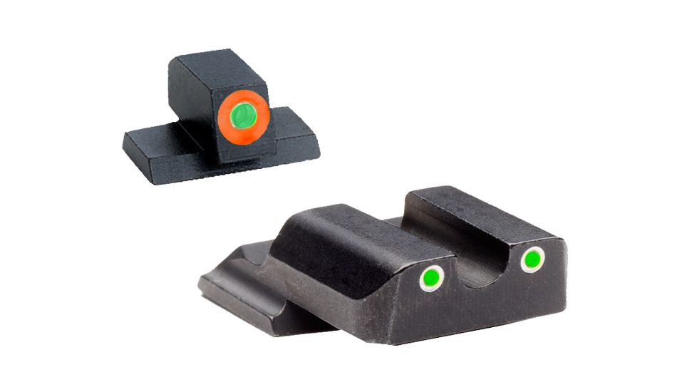 Ameriglo Tritium Front/Rear Combo Sights Green Dot White Outline Rear And Green Dot Orange Outline Front For S&amp;W Shield