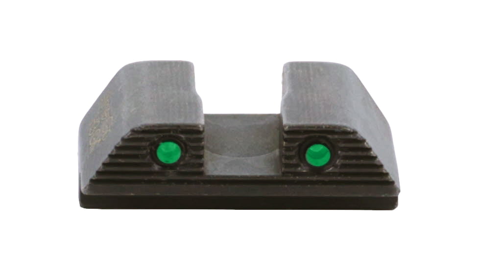 AmeriGlo Tritium Rear Sights for Glock 42/43/43X/48 w/Green Tritium 2 Dot Black Outlines .256in H .165 Sq Notch, Trooper MOS fit, GL-895R