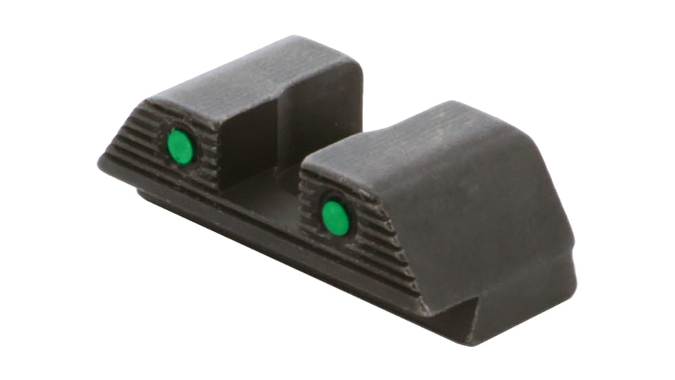 AmeriGlo Tritium Rear Sights for Glock 42/43/43X/48 w/Green Tritium 2 Dot Black Outlines .256in H .165 Sq Notch, Trooper MOS fit, GL-895R
