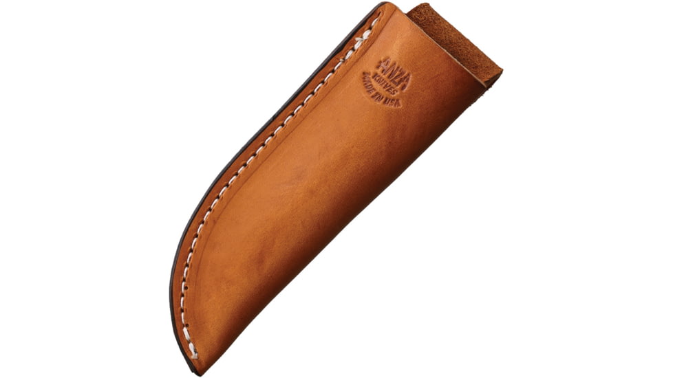 Anza Blue/Black Fixed Blade Knife, 7.25in Overall, 3.5in Stainless Steel Tanto Blade, Black/Blue Wood Handle, Brown Leather Belt Sheath, JWKR1 BLU/BK