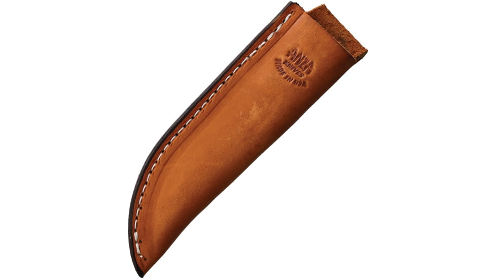 Anza LJ Bone Fixed Blade Knife, 7.25in Overall, 3.5in Stainless Steel Tanto Blade, LJ Bone Handle, Brown Leather Belt Sheath, JWKR1 LJ BONE