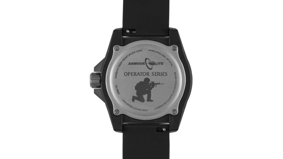 Armourlite Operator Series Tritium Watch, Black/Black/White, 43.5mm, AL1501