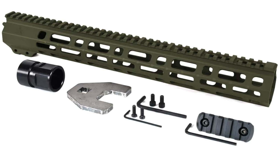 AT3 Tactical SPEAR M-Lok AR-15 Free Float Handguard, 15 in, OD Green, AT3-MLOK-15-ODG