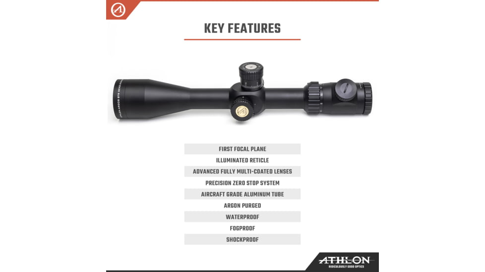 Athlon Optics Argos BTR Gen II Rifle Scope, 6-24x50mm, 30mm Tube, First Focal Plane, APMR FFP IR MIL Reticle, Matte Black, 214063