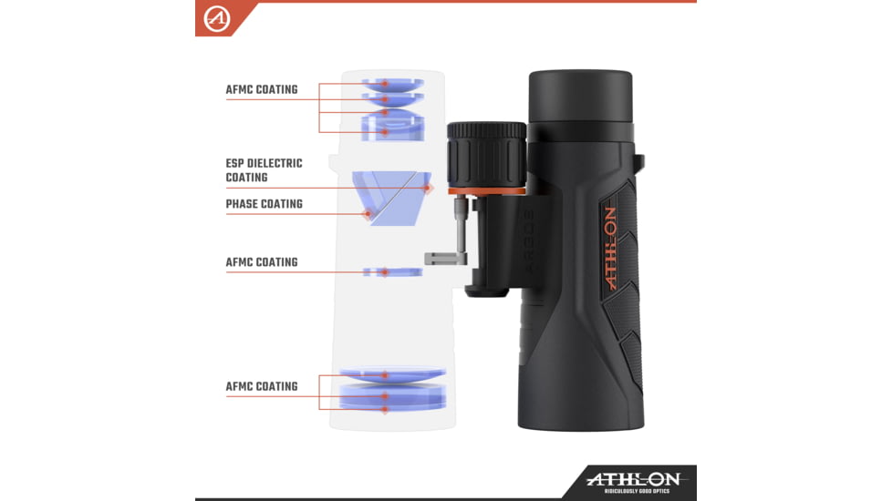 Athlon Optics Argos Gen II UHD Binocular, 8x42mm, Roof Prism, BaK4, Magnesium, Black, 114012